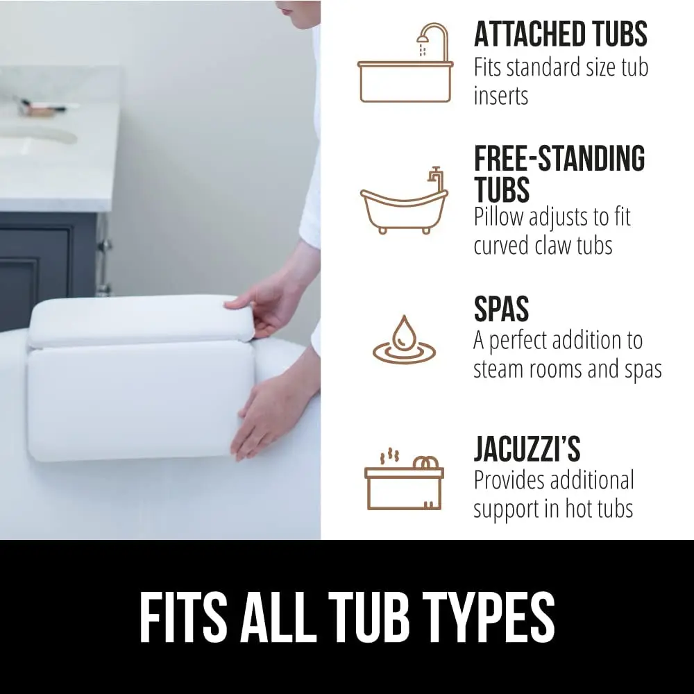 Comfortable Spa Headrest Neck Support Bath Pillow Waterproof with Suction