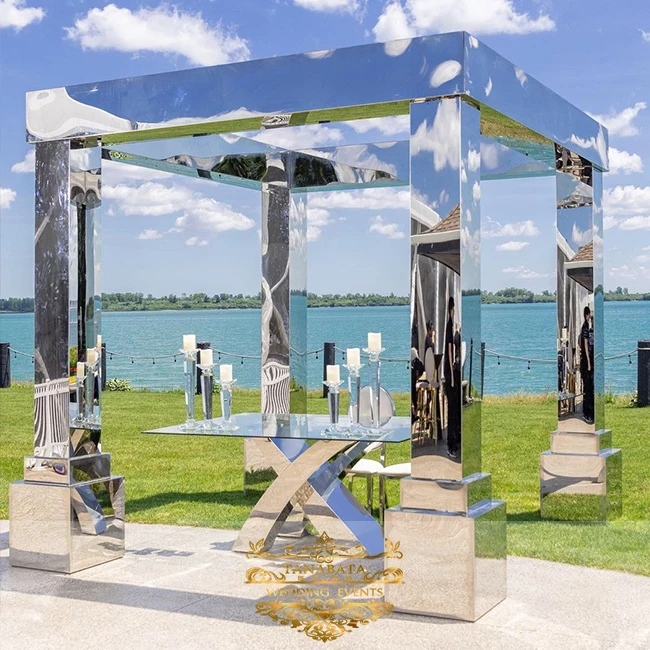 Events furniture stainless steel metal arch wedding stage backdrop
