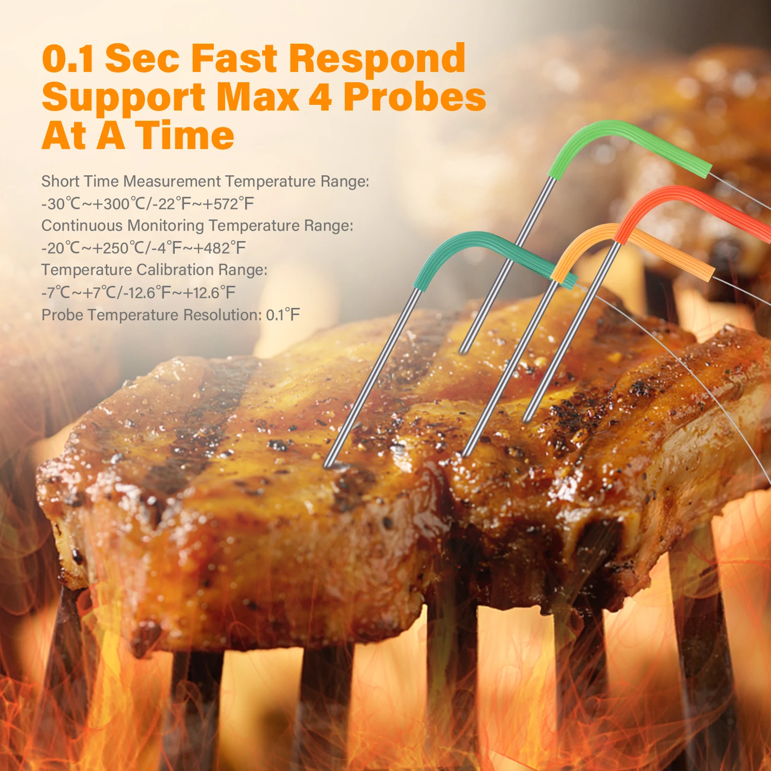 Inkbird wireless thermometer bbq digital meat thermometers IBBQ-4BW WIFI blue tooth for cooking