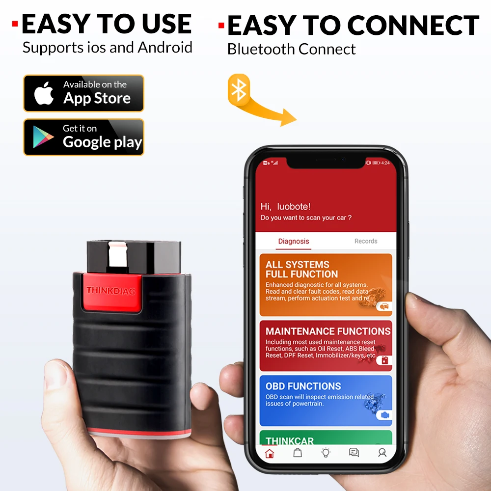 2023 Thinkcar ThinkDiag New Version OBD2 BT Scanner Code Reader Car All System ELM327 Auto Car OBD 2 Auto Diagnostic Tools