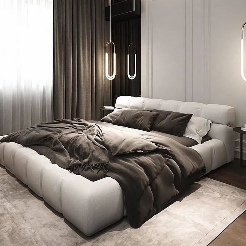 Italian Minimalist Fabric the bed Holstered Bed with Storage Master bed room set furniture