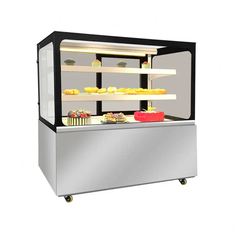 Factory Sales Double Glass Right Angle Cake Showcase Refrigerator for Cake and Bakery Store