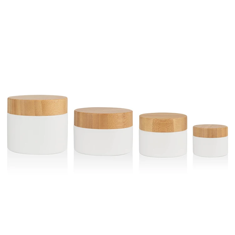 luxury 150g white bamboo plastic jar with bamboo lid plastic jar with bamboo cap