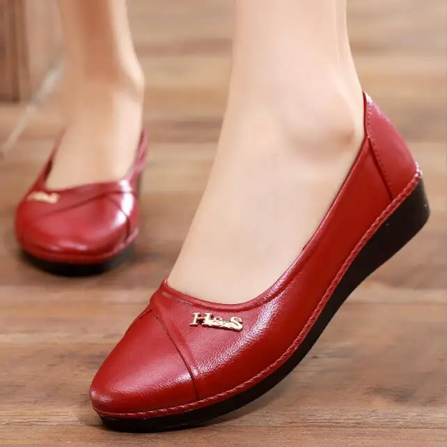 fashion women leather pointed flat shoes black low heels casual flat office shoes