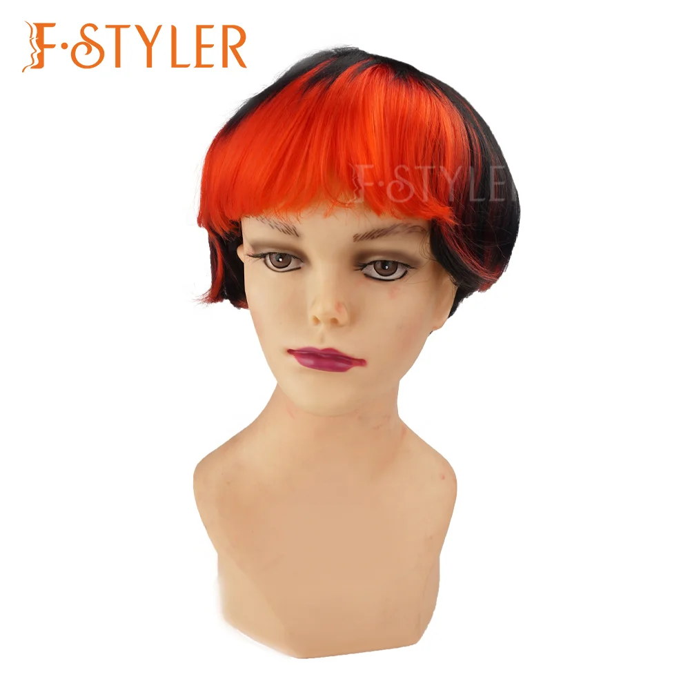 FSTYLER Premium Pixie Cut Синтетический Аниме парик окрашивание оптом продажа с завода по индивидуальному заказу модный Регулируемый кудрявый костюм