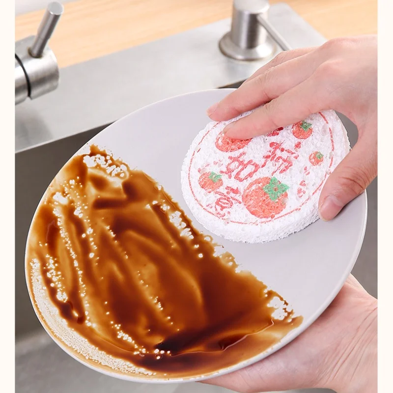 Biodegradable Sustainable Customizable Kitchen Sponge Round Wood Pulp Cellulose Compressed Kitchen Sponge