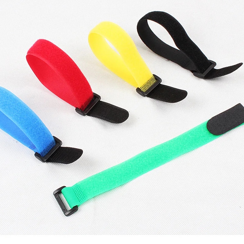 Adjustable fastener reusable colorful buckle hook and loop strap
