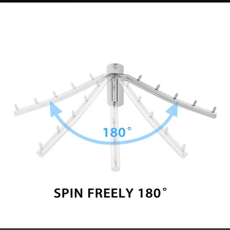 Folding Wall Mounted Clothes Hanger Rack Clothes Hook Stainless Steel with Swing Arm Holder Clothing Hanging Closet Organizer