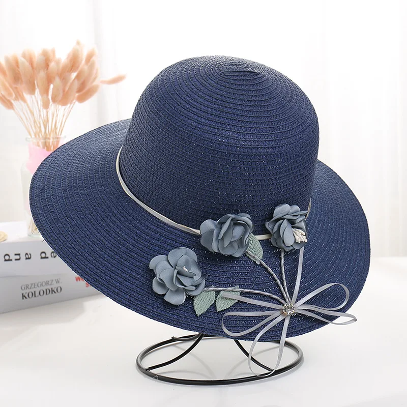 Wholesale ladies straw visor hat ladies bucket hat beach summer beach big floppy straw hats