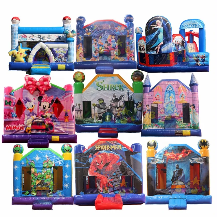 Commercial inflatable frozen combo moonwalk inflatable bouncer slide with Elsa and Anna