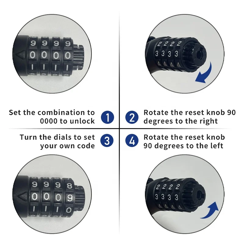 high quality safety self coil Keyless security Bicycle Cable 4 Digit Combination cable Bike Lock bicycle with Mounting Bracket