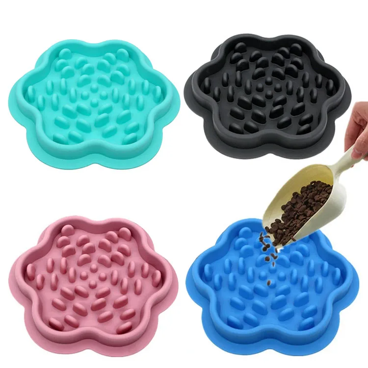 Rasied Cute Mini Slow Feeder Dog Bowl Food Grade Non Slip Silicone Pet Bowls Feeders