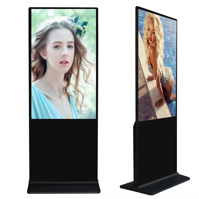 Full screen advertising machine indoor floor standing LCD full screen touch vertical advertising booth 4k display sign