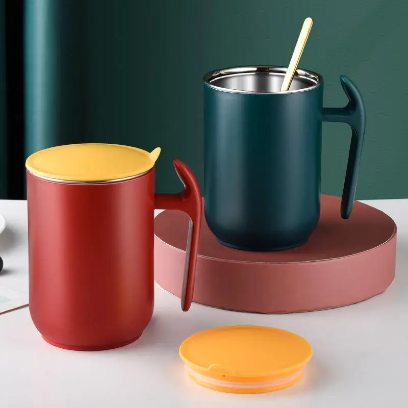 High Quality 550 Ml Stainless Steel Water Cup Coffee Tumblers Portable Vacuum Thermal Insulated Detachable Cup With Handle
