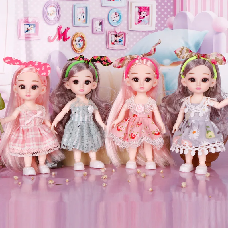 Популярные реалистичные куклы BJD 17 см, милые куклы с большими 3D глазами, разные аксессуары для волос и одежды, подарок для девочек