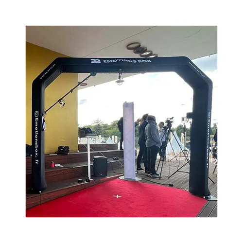 European warehouse Overhead Photo Booth Verified Supplier Enclosure Backdrop Stand Sky 360 With Led Edge Bar Light Roller