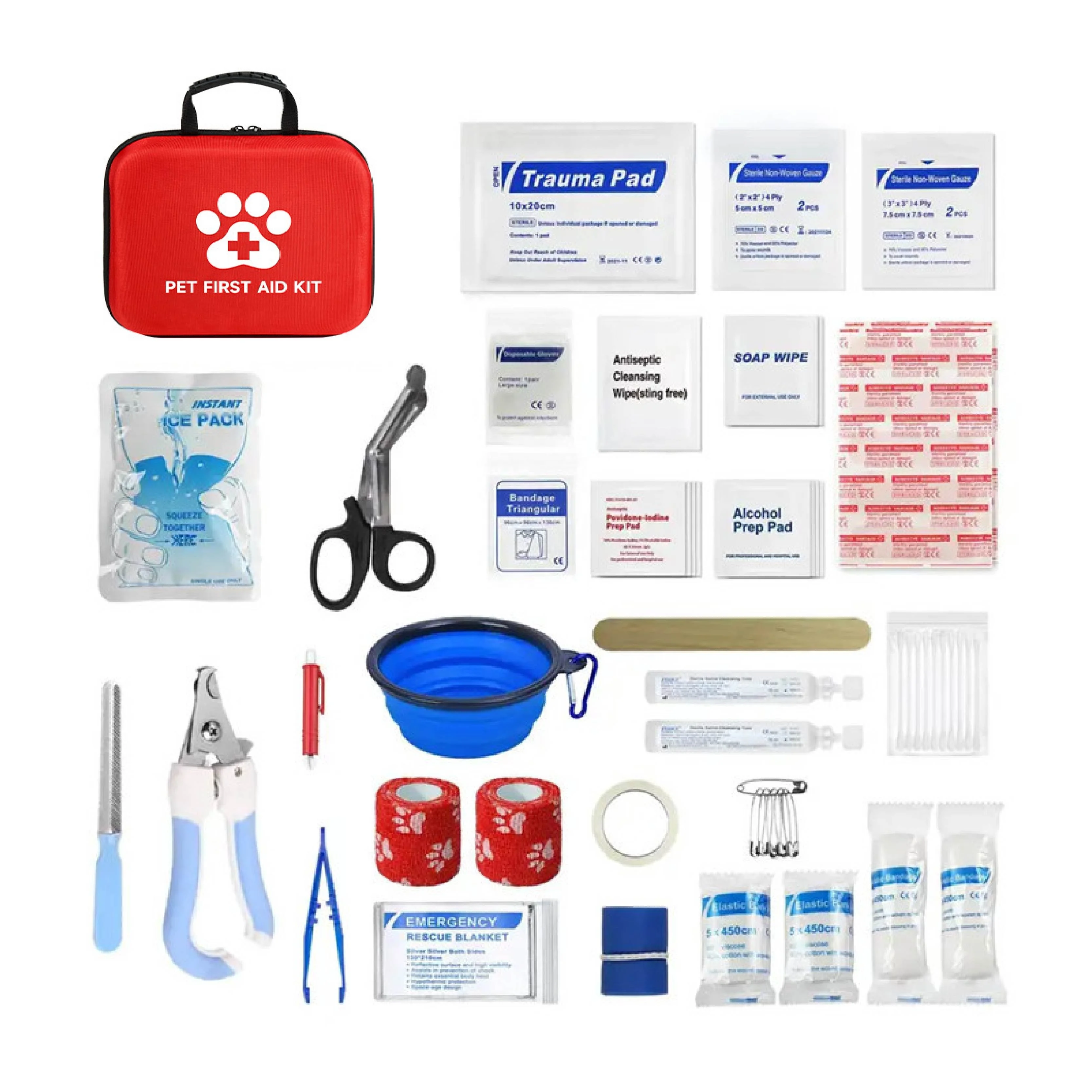 Custom Portable Pet First Aid Kit with Tick Remover and Medical Supplies