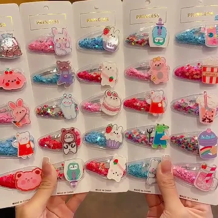 Kids cartoon animal flower bowtie shaped kids baby fashion hair accessories spring metal hair clip