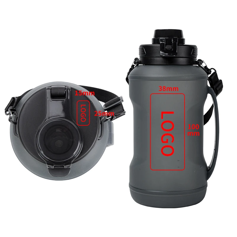 Leakproof Large Capacity Customized Logo Sports Bottle 2L Travel Collapsible Gym Drinking Silicone Water Bottle With Straw