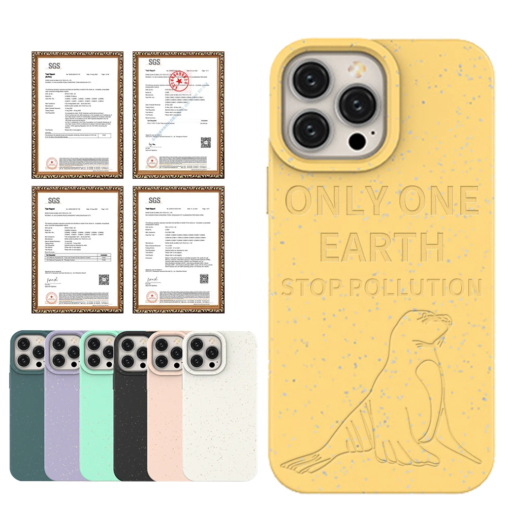 Biodegradable Phone Case 100% Recycled Pla Custom Eco Friendly Mobile Cases Wheat Straw For IPhone 13 Pro Max