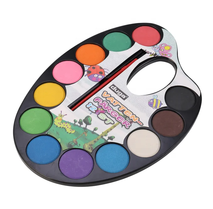 12 шт. Палетка сухих акварельных красок с кисточкой для рисования акварельных тортов