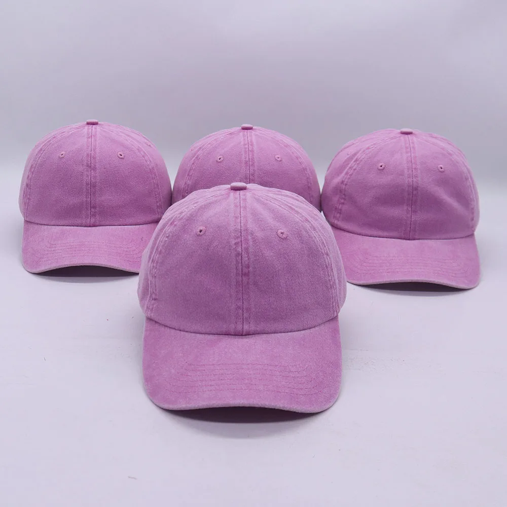 Solid Color Distressed Washed Sports Baseball Caps Wholesale Custom Logo Vintage Cotton Unstructured Dad Hats