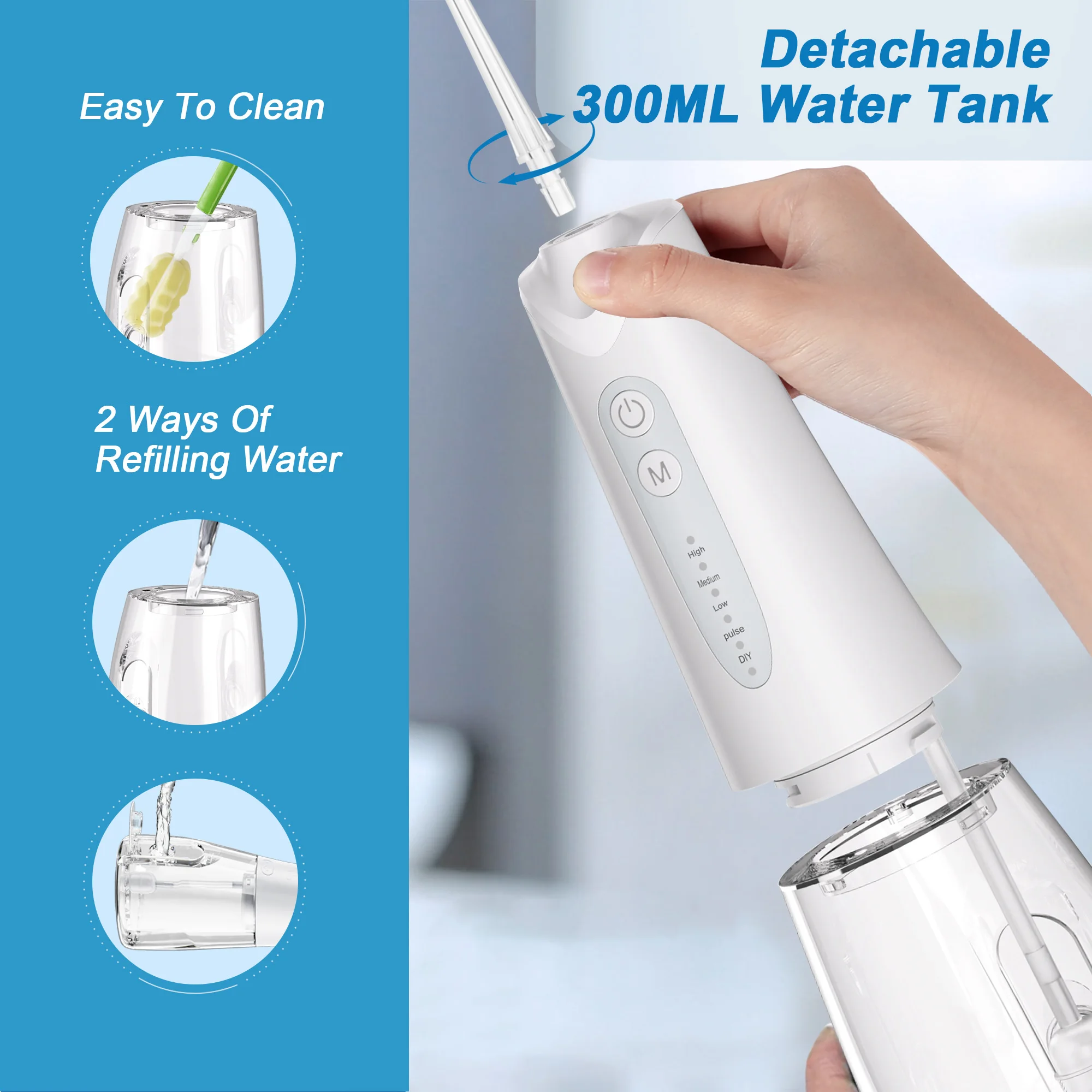 Wholesale customized 300ml dental irrigator dental manufacturer dental floss puncher rechargeable waterproof smart water flosser
