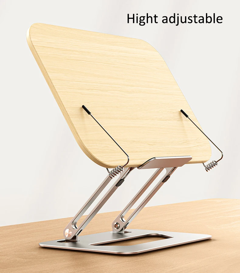 Adjustable Wooden laptop stand book bracket 180 degree foldable tablet holder wood folding portable stand for macbook