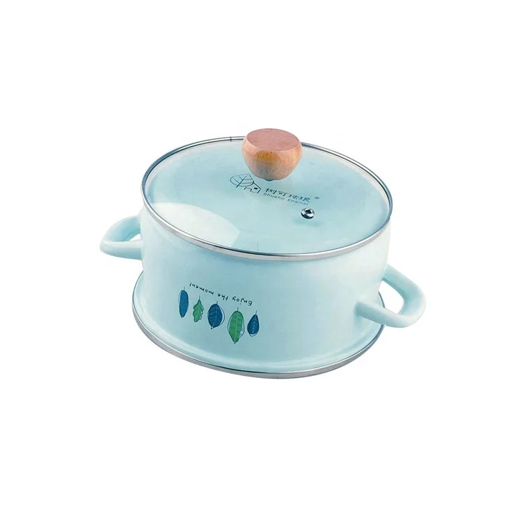 
Hot Sale Enamel Soup Heating Pot Blue Color Enamel Iron Cast Pot With Factory Price 