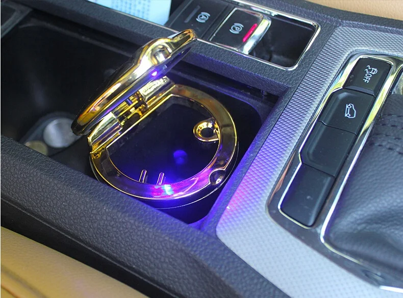 Portable Custom Outdoor Smokeless LED Car Cigarette Ashtray With Cover