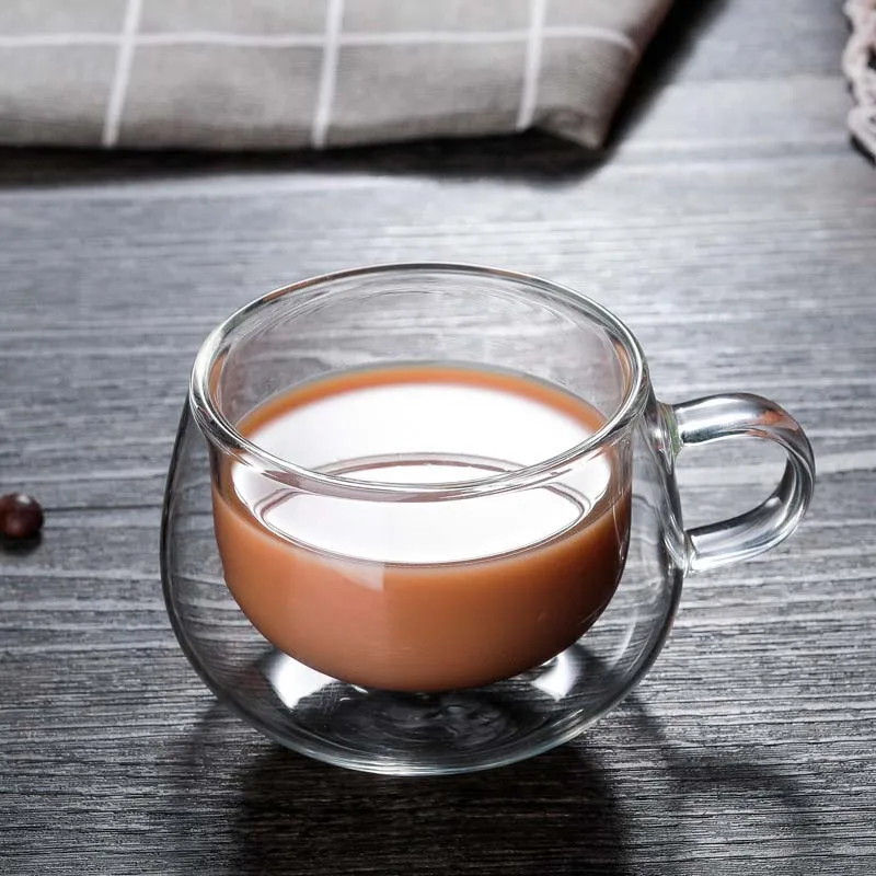 150ml Heat Resistant  Insulated Drinking Espresso Coffee Cup Mugs With Handle For Home Restaurant Office