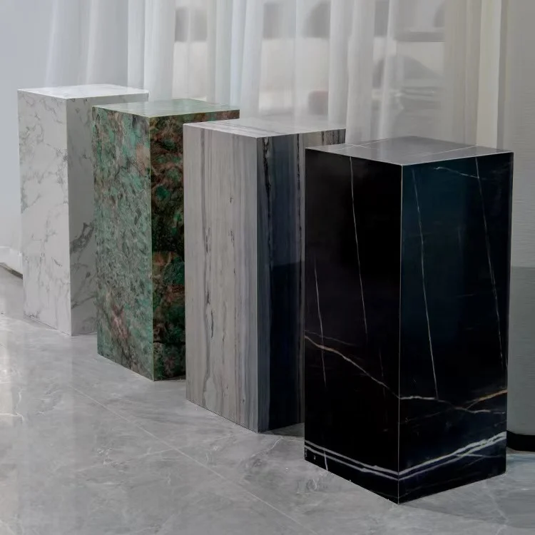100% Natural Stone Polished Marble Rectangle Marble Plinth Side Table Pedestal Display Stand
