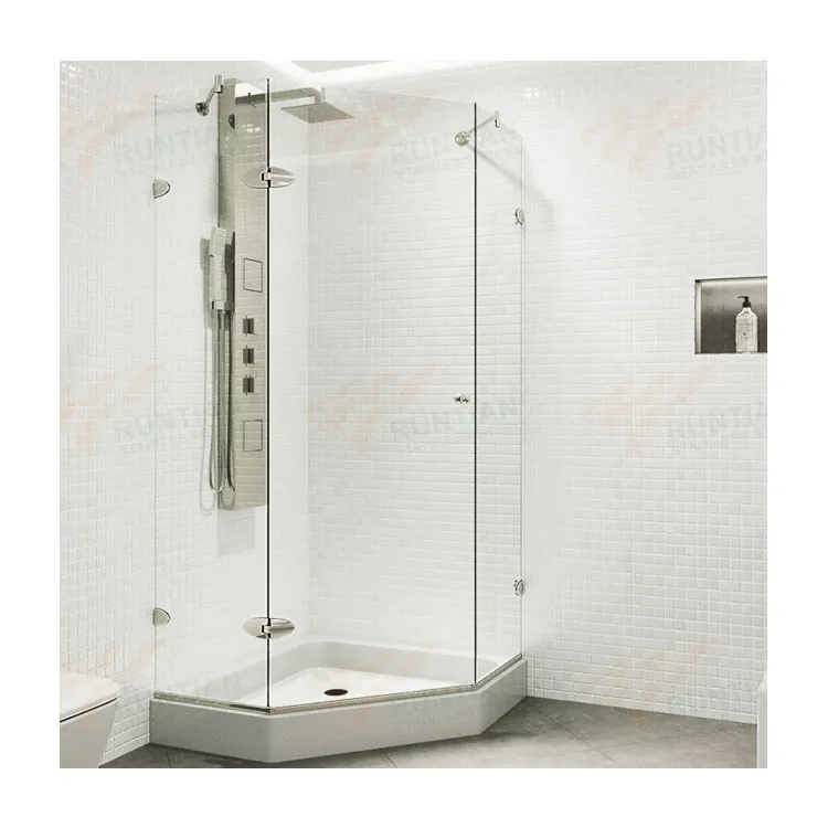 Elegant hotel shower room design 80x80 aluminium profile glass shower cabin with accessories
