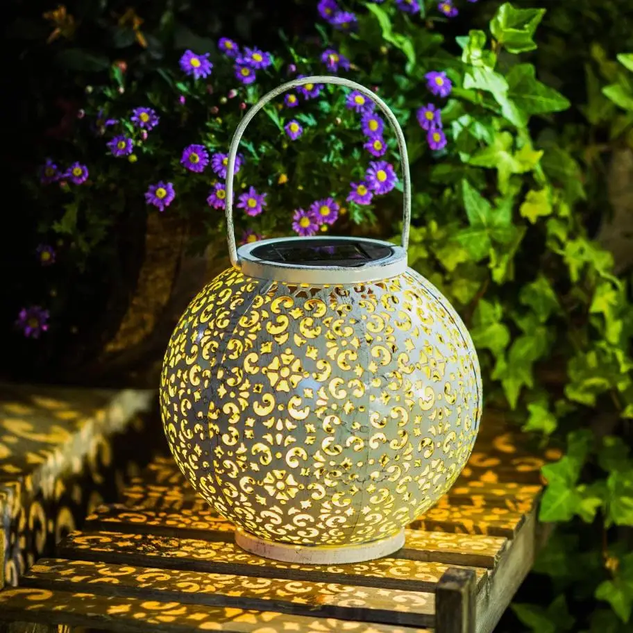 Подвесные фонари на солнечной батарее, уличные металлические декоративные светильники с теплым светом, водонепроницаемая настольная лампа для патио, двора, сада