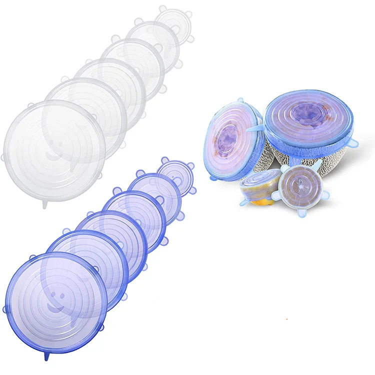 Food Grade Reusable Food Saving Container Lid Sets Stretchy Bowl Covers Flexible Silicone Stretch Lids
