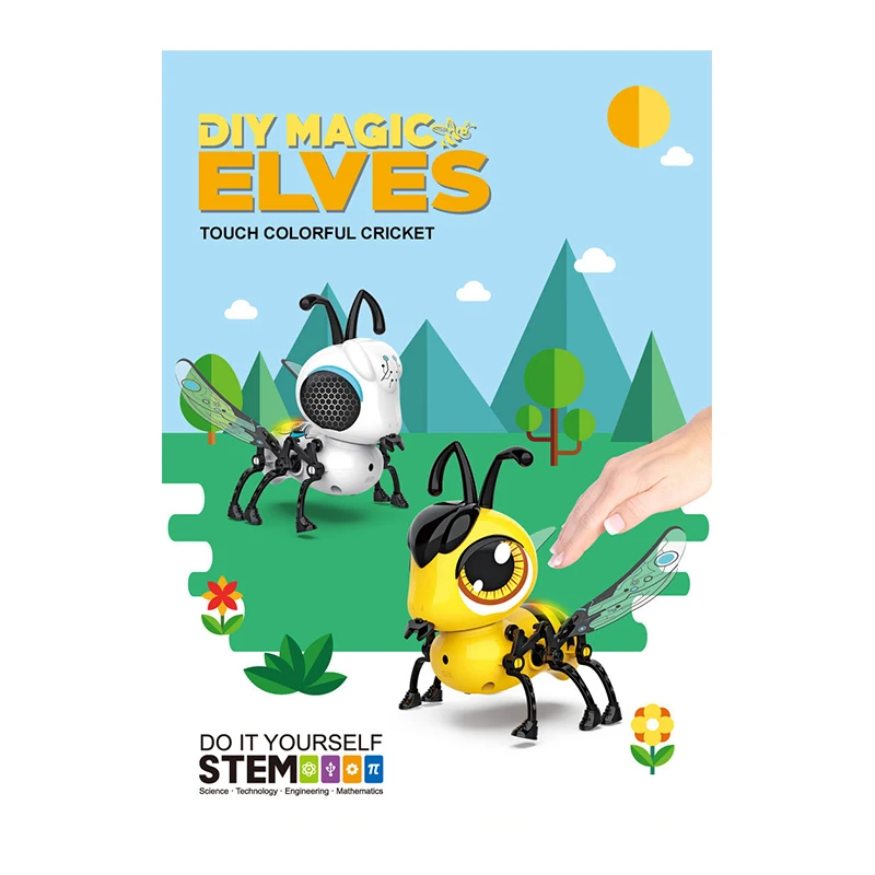 Детская Интеллектуальная электрическая игрушка-насекомые, игрушка-робот «сделай сам» с сенсорным управлением и световым звуком, обучающая игрушка для детей