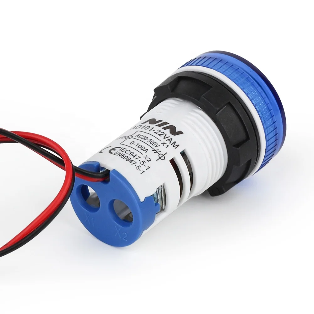 NIN 22mm round blue mini led digital voltmeter ammeter