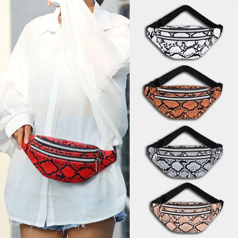 New Design Wholesale PU Woman Snakeskin Crossbody Chest Bag Female Fanny Pack Bag