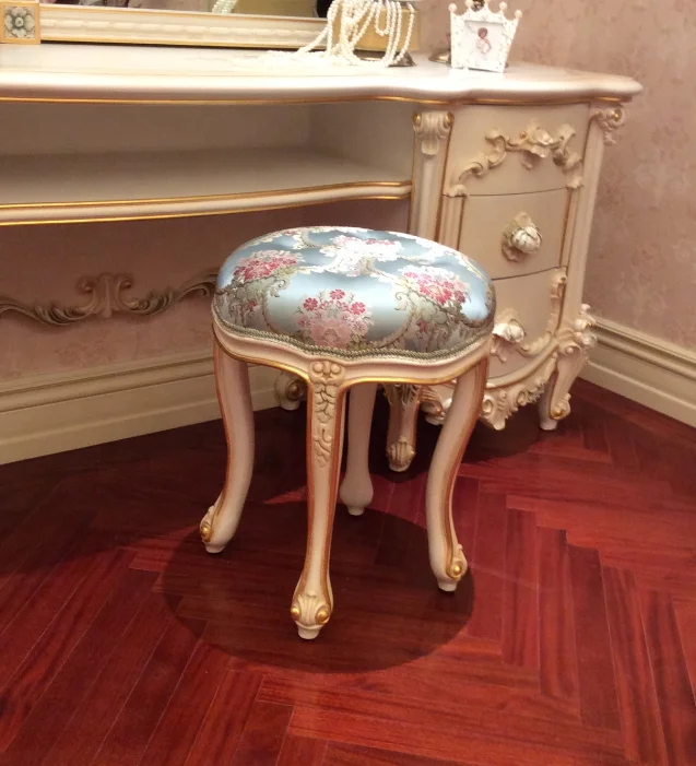 Роскошная антикварная мебель AJJ FA108 Boutique тканевый стул для макияжа табурет французской