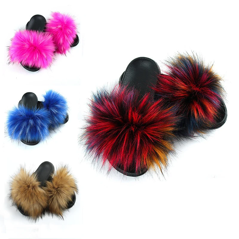 Skillful Manufacture Women Slippers / Sandals Outdoor Fur Slides Slipper