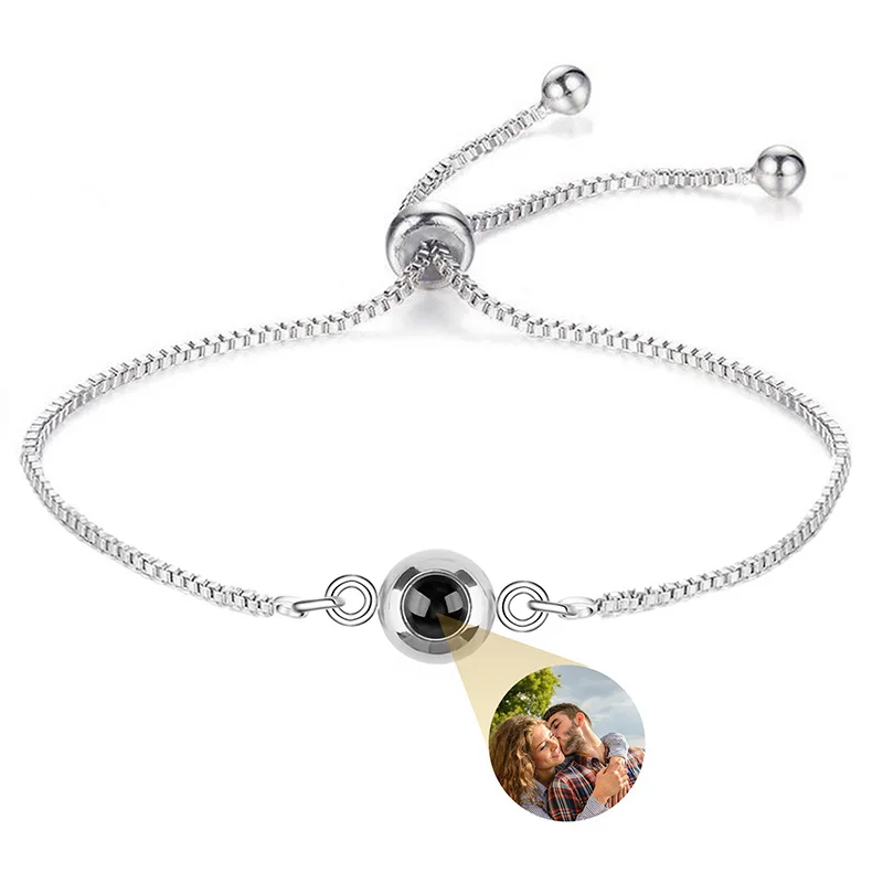 100 Languages Projection Bracelet I Love You Custom Photo Stainless Steel Bracelets Bangle