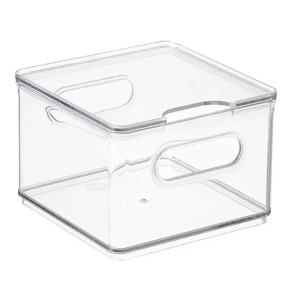 Small clear plastic fridge storage Deep Plastic Stackable Storage Organizer Container Bin Household Organization