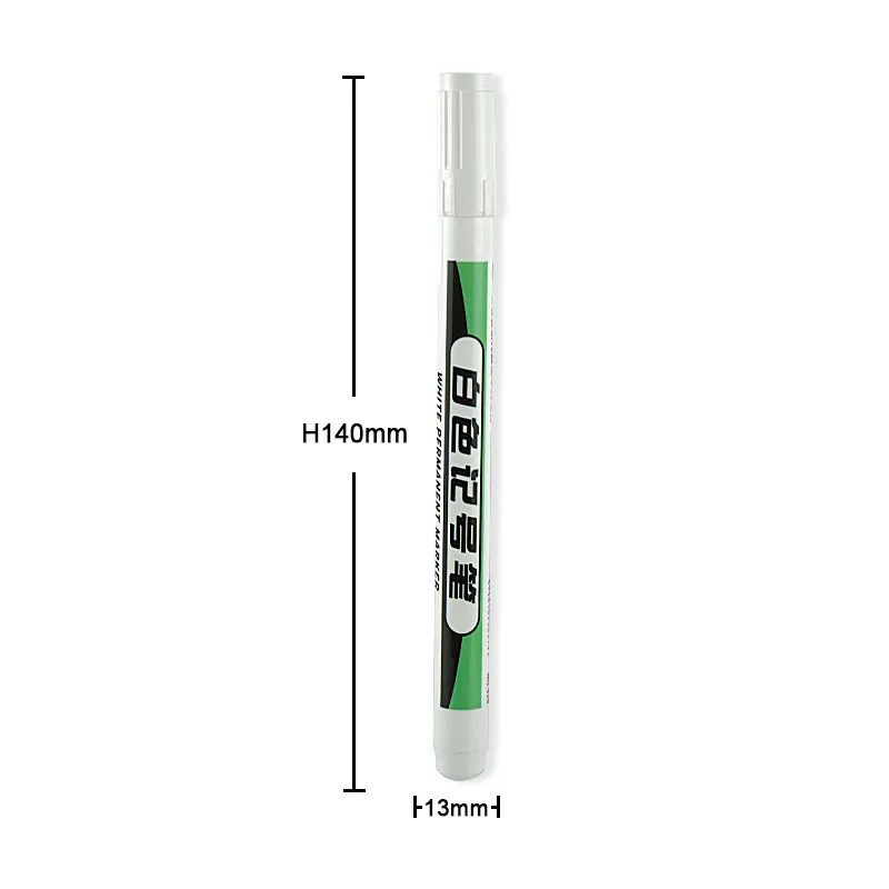 White Permanent Marker Waterproof Paint Pen For Woods Tyre Leather Fabric Metal Mark Fine Point Opaque Oil Based Ink