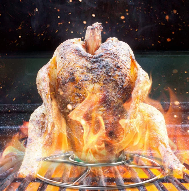 Stainless Steel Chicken Roaster Rack Beer Can Chicken Turkey Roasting BBQ Grill Rack Stand Holder Tray Kitchen Outdoor BBQ Tools