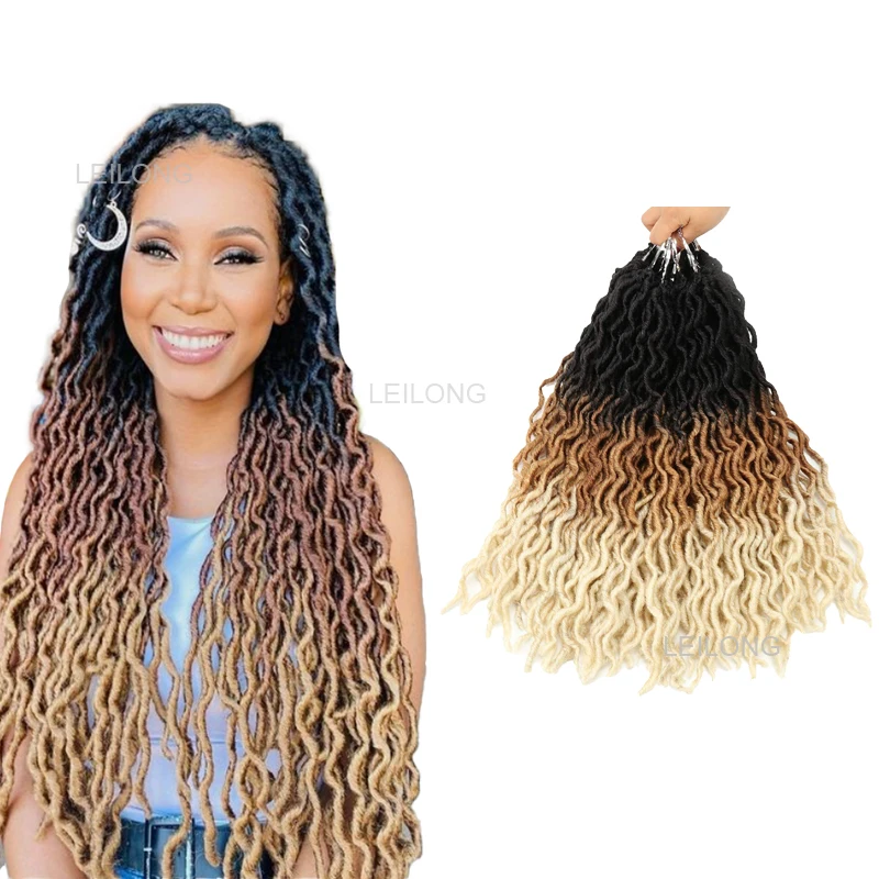 Оптовая продажа 14-18 дюймов синтетические мягкие цыганские Локи ombre dread faux Locs вязанные крючком косы волнистые богини locs накладные