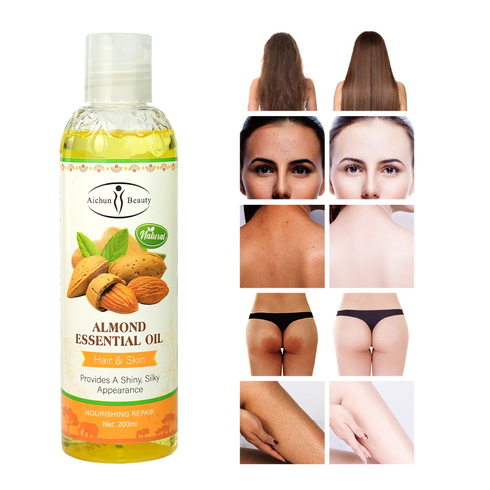 Aichun Beauty Hot Selling 100% Pure Natural Almond Essential Body Oil 7 Days Brighten Skin Improving Dullness White Massage Oil