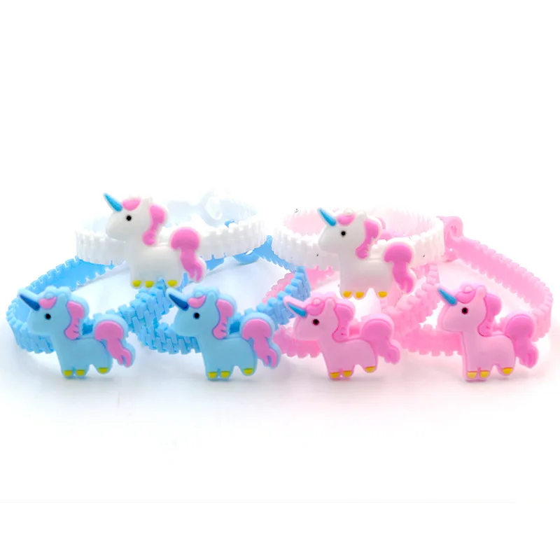 Wholesale Cute and Lovely Soft Cartoon Rubber Flamingo and Unicorn Animal Plastic Bracelets Educational Toys for Kids PUT008