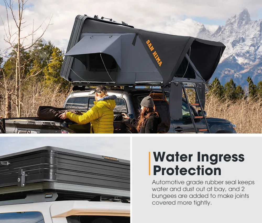 SAN HIMA 4 Person Aluminum High Hard Shell Roof Top Tent Car Rooftop Tent For 4x4 Off-Road Camper Camping