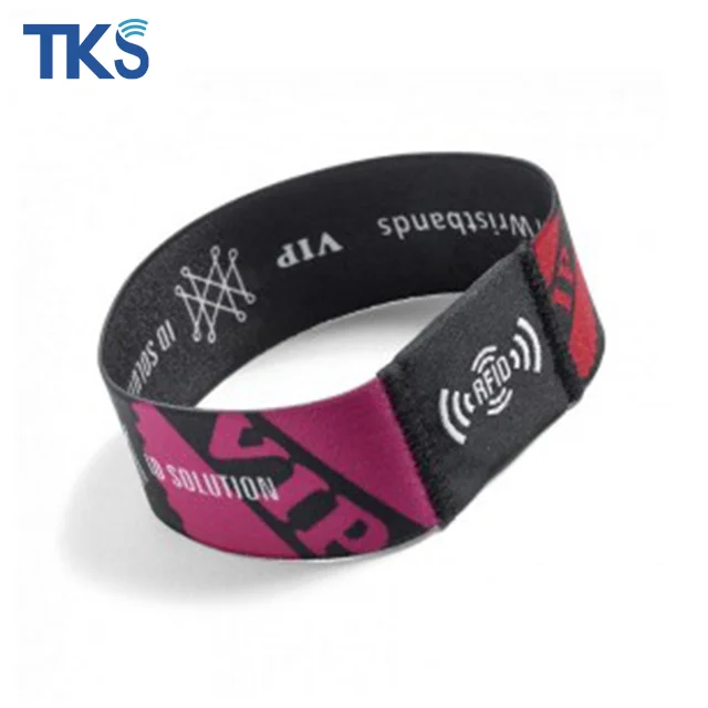 Eco Friendly NFC Woven Fabric Elastic Wristband Music Festival Elastic NFC Bracelet For Events