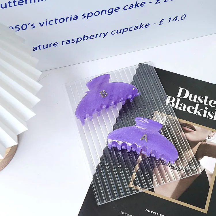 CANYUAN Personalized custom half-moon metal logo B acetate large hair claw cute ladies hair accessories customization